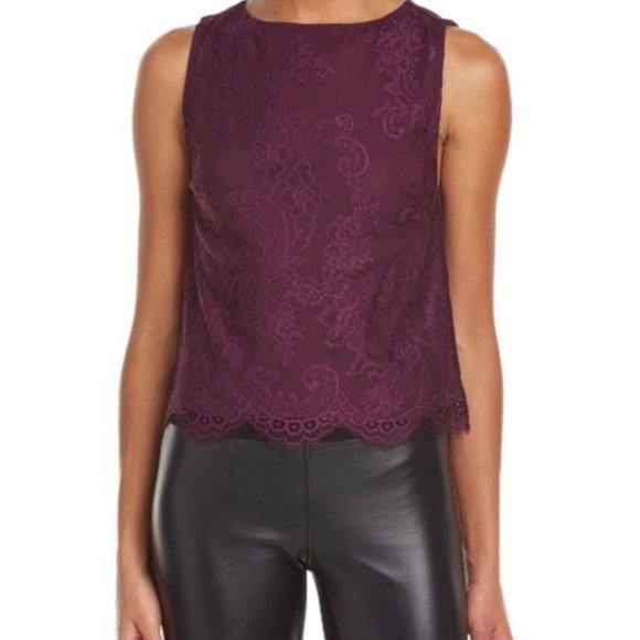 Alice + Olivia Mali Lace crop tank - Amethyst - Picture 1 of 6
